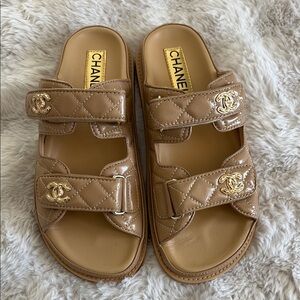 Chanel inspired Brown Quilted Sandals